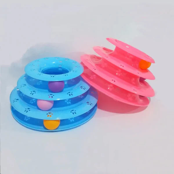 Interaktives Katzenspielzeug – 3-stufige Spielpyramide Mit Bunten Bällen