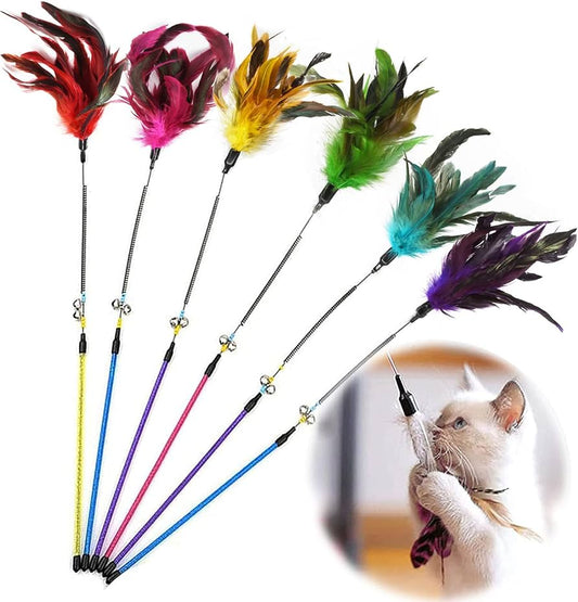 Katzenspielzeug mit bunten Federn (5er Set)