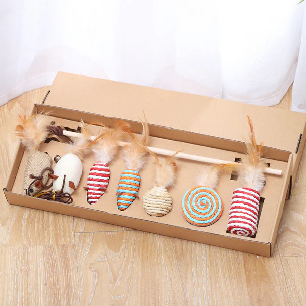 Handgefertigtes 7 Teiliges Premium Katzen Spielset Siebenteiliges Set - Typ A