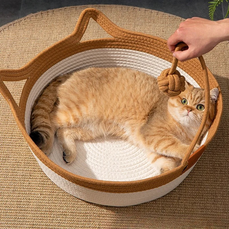 Handgewebtes Baumwollseil-Katzenbett