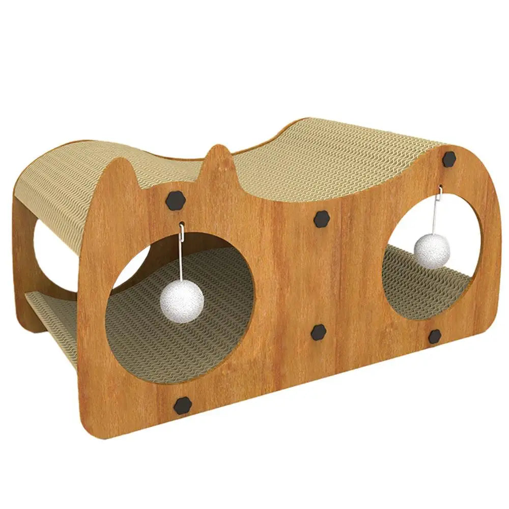 Katzen-Luxus-Sofa mit integriertem Kratzbrett und Spielbällen