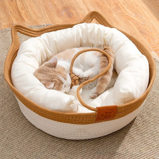 Handgewebtes Baumwollseil-Katzenbett
