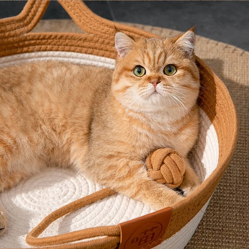 Handgewebtes Baumwollseil-Katzenbett