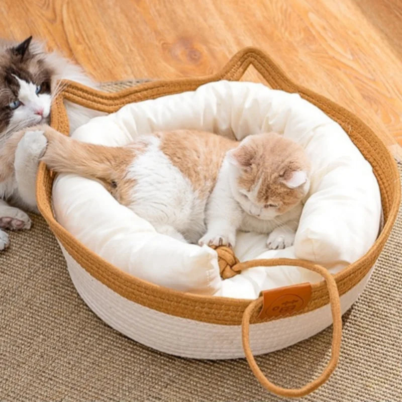 Handgewebtes Baumwollseil-Katzenbett