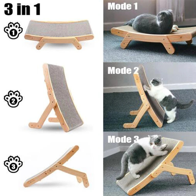 Ruhiges Katzenbett mit Kratzmatte