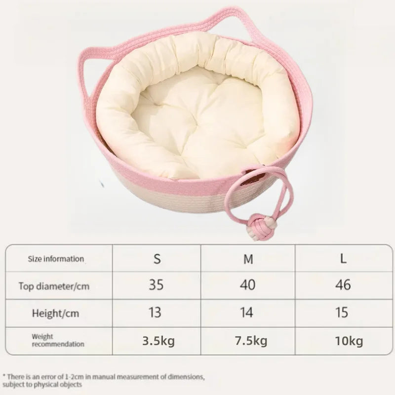 Handgewebtes Baumwollseil-Katzenbett