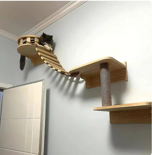 Kletterbrücke und Hängeleiter für Katzenwandmontage