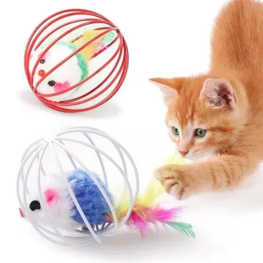 Katzenspielzeug Maus Im Käfig Mit Federschwanz