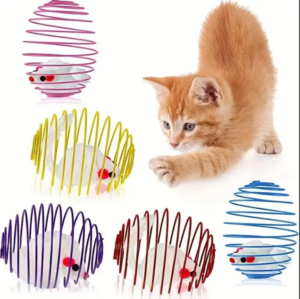 Mäuse In Spiralkäfig – Beutespiel Für Katzen 3 Stück