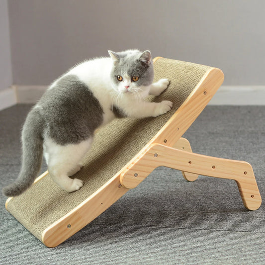 Ruhiges Katzenbett mit Kratzmatte